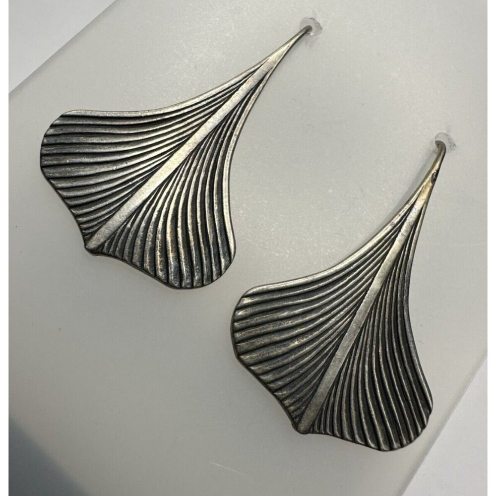 James Avery Sterling Silver 925 Gingko Leaf Earrings Fish Hook 1.5" Long